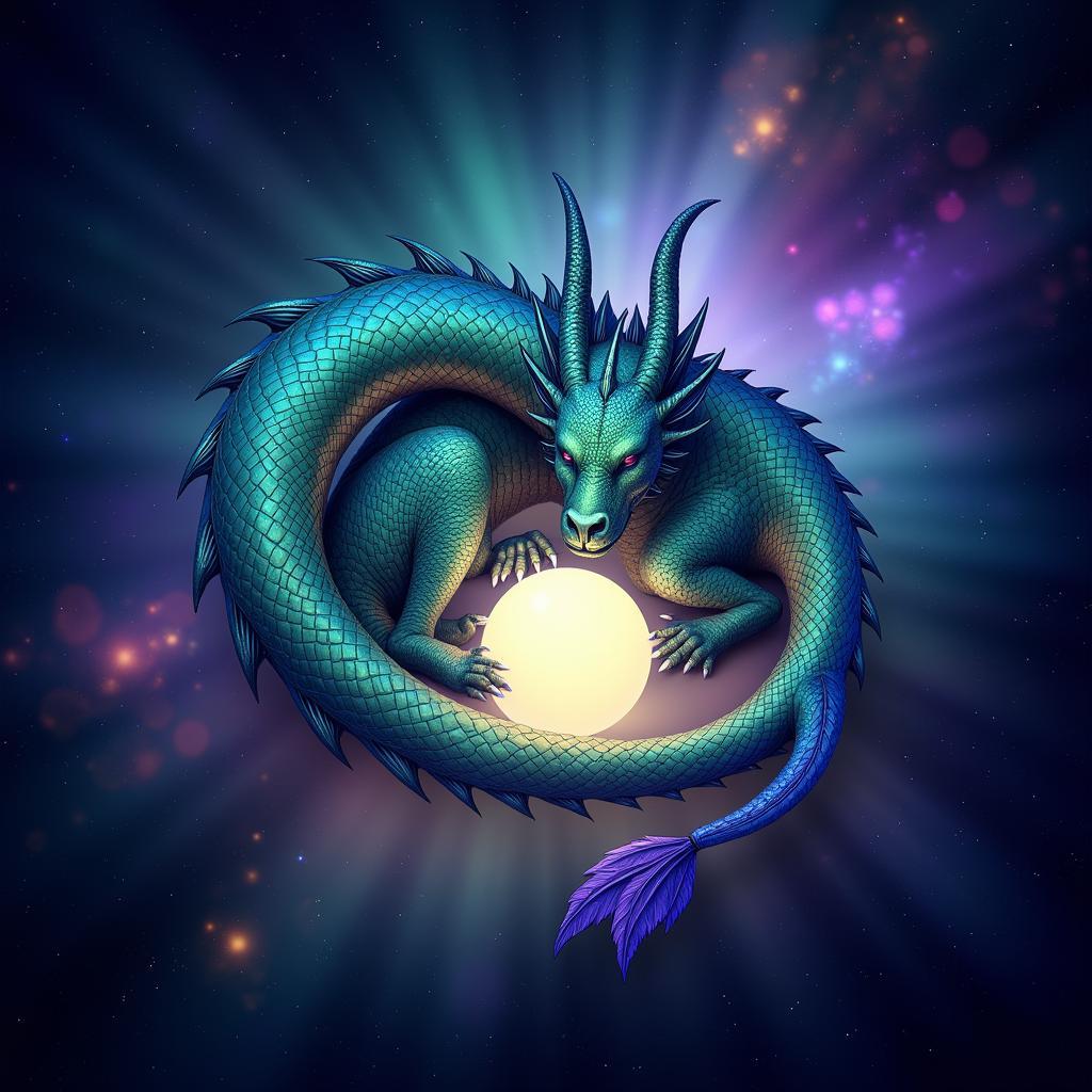 Sleeping Dragon Digital Art with Vibrant Colors