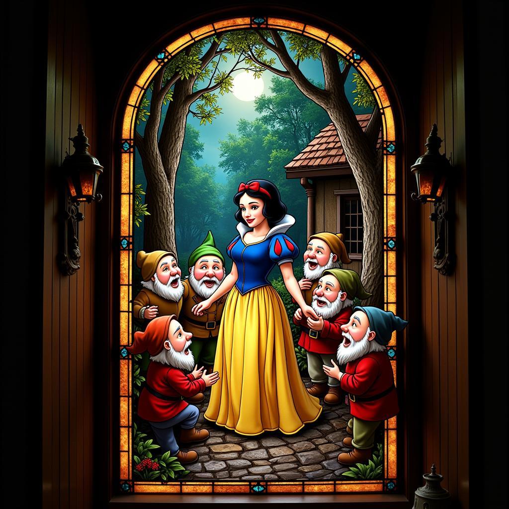 Snow White and the Seven Dwarfs Stained Glass Art