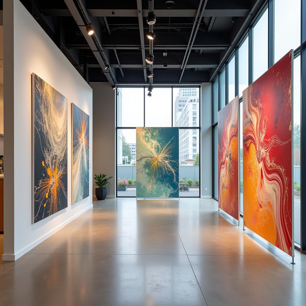 Soundproof art panels in a gallery setting create a visually stunning and acoustically balanced environment.