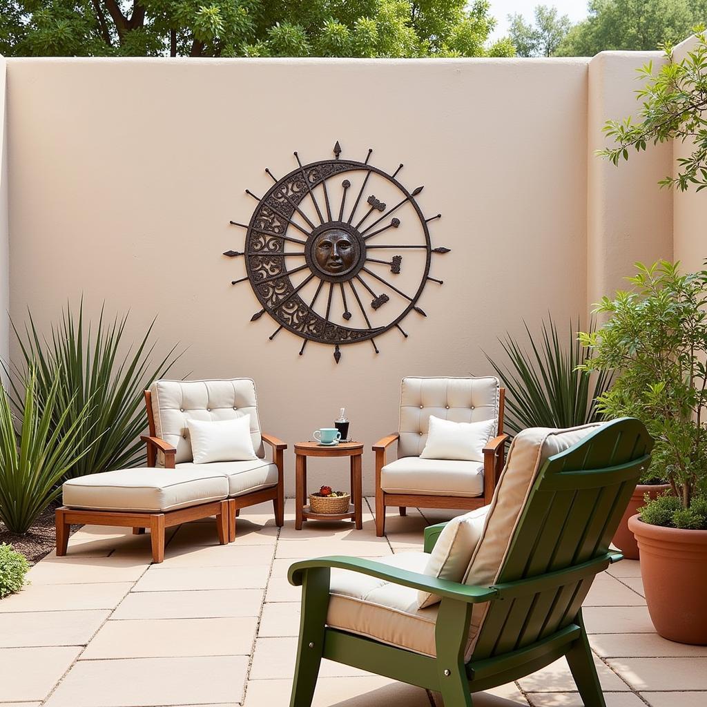 Southwest Metal Wall Art on a Patio