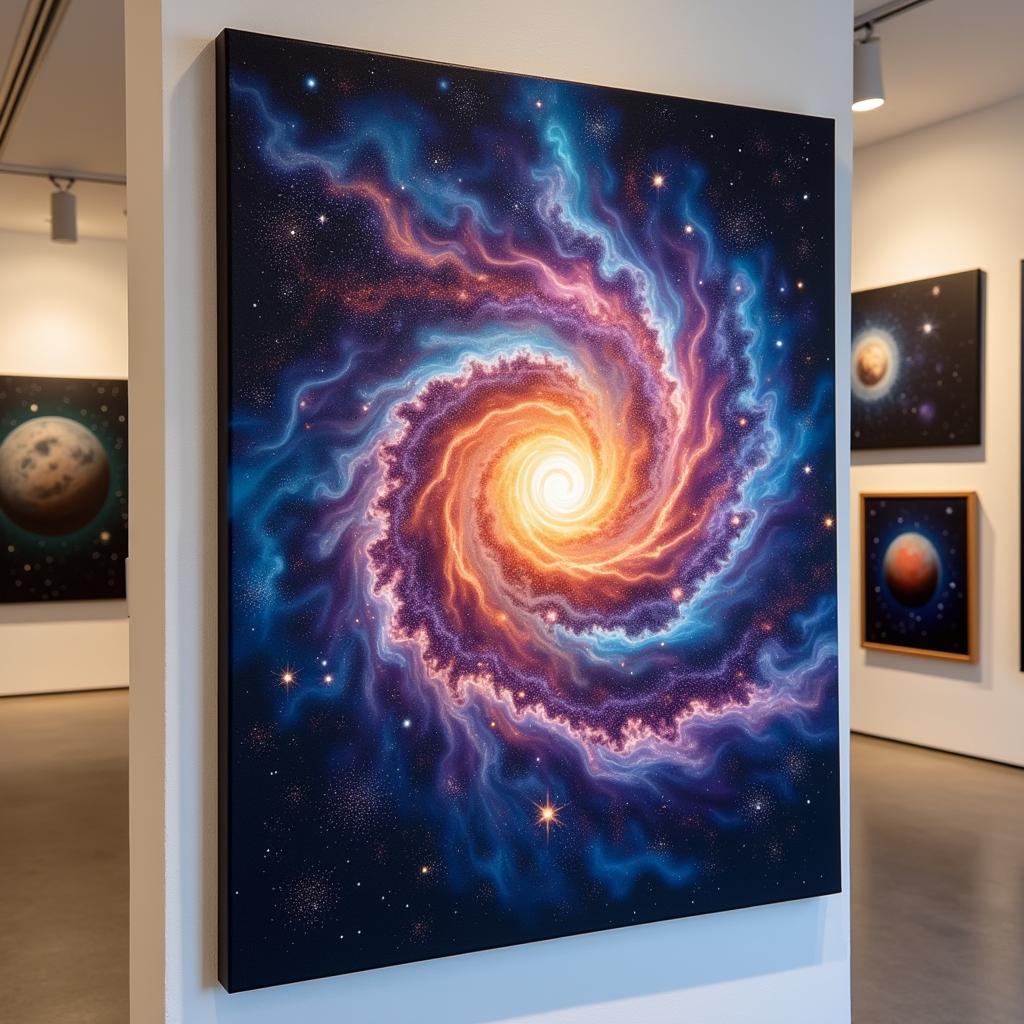 Space Art on Canvas depicting a Spiral Galaxy