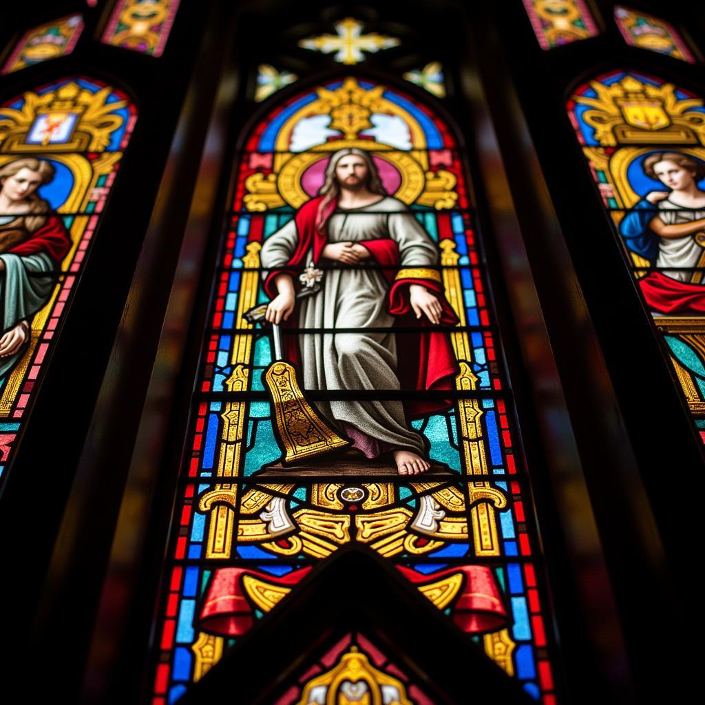 Intricate Details of a Stained Glass Window in St. George Temple