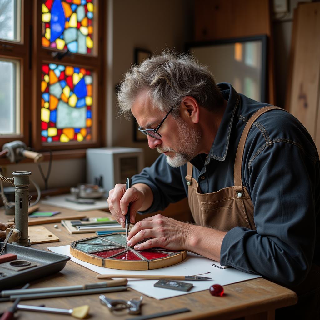 Stained Glass Artist at Work