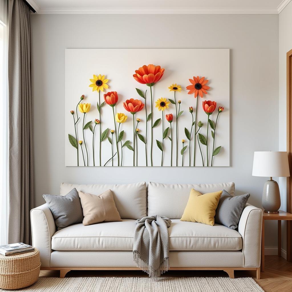 Stick Wall Art Floral Motifs in a Living Room