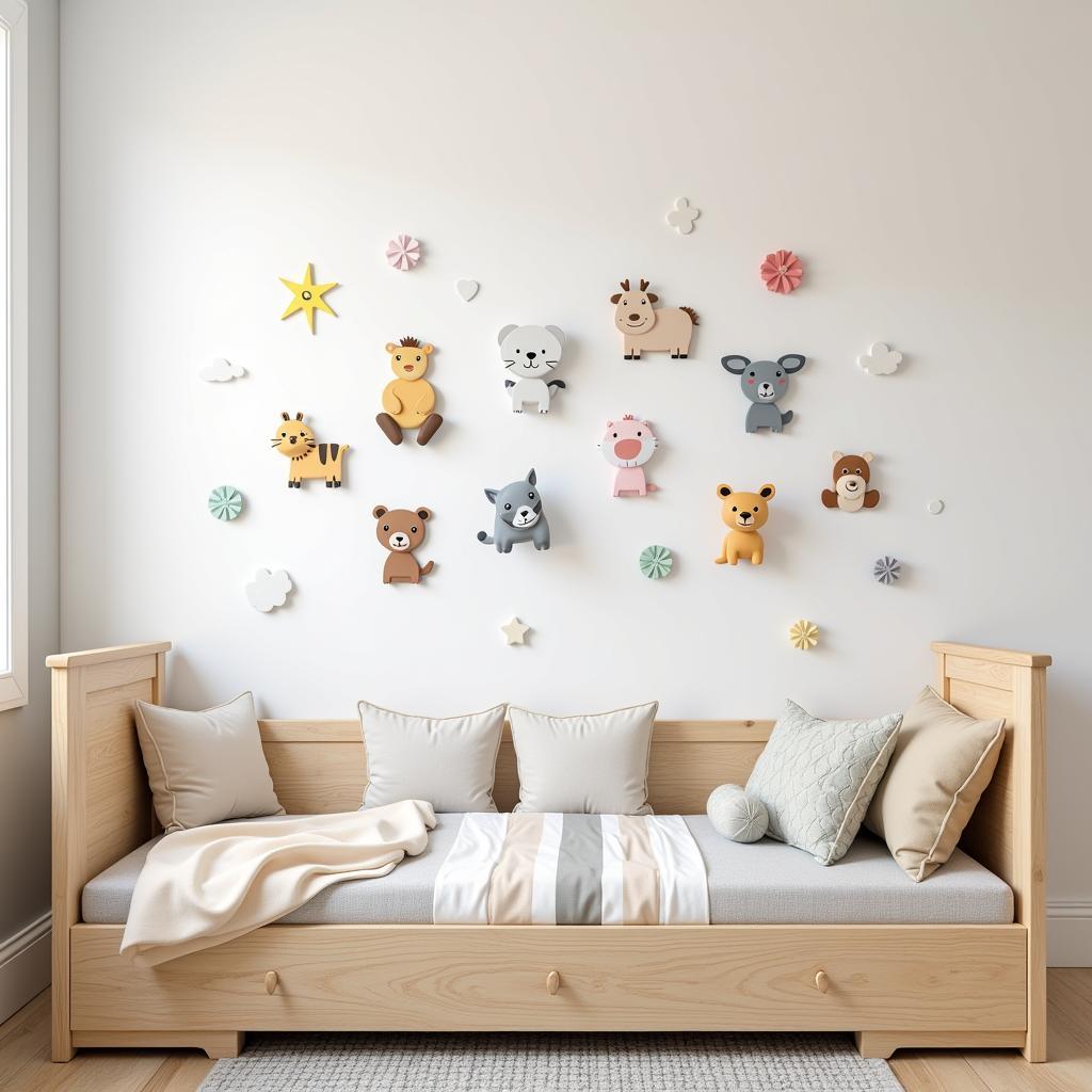 Stick Wall Art in a Kid's Bedroom