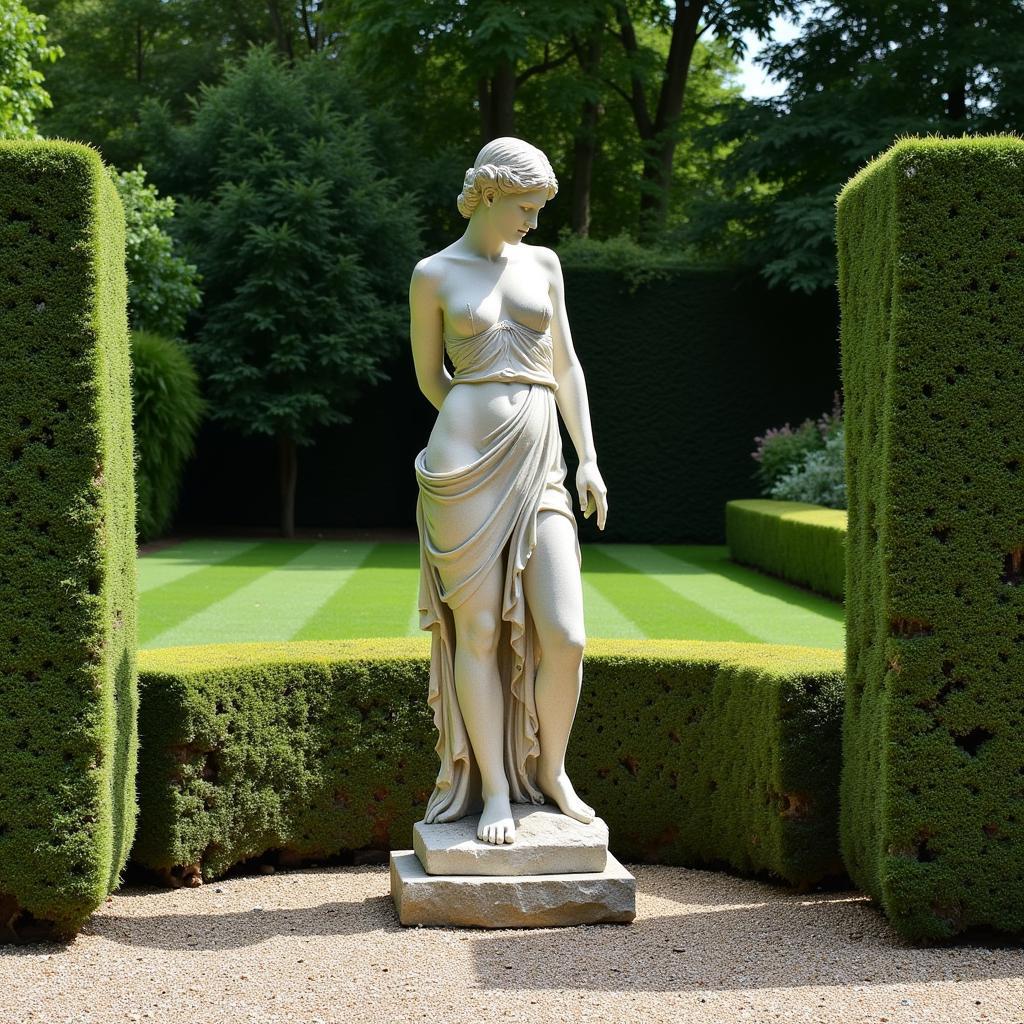 Stone Garden Sculpture Depicting a Classical Figure