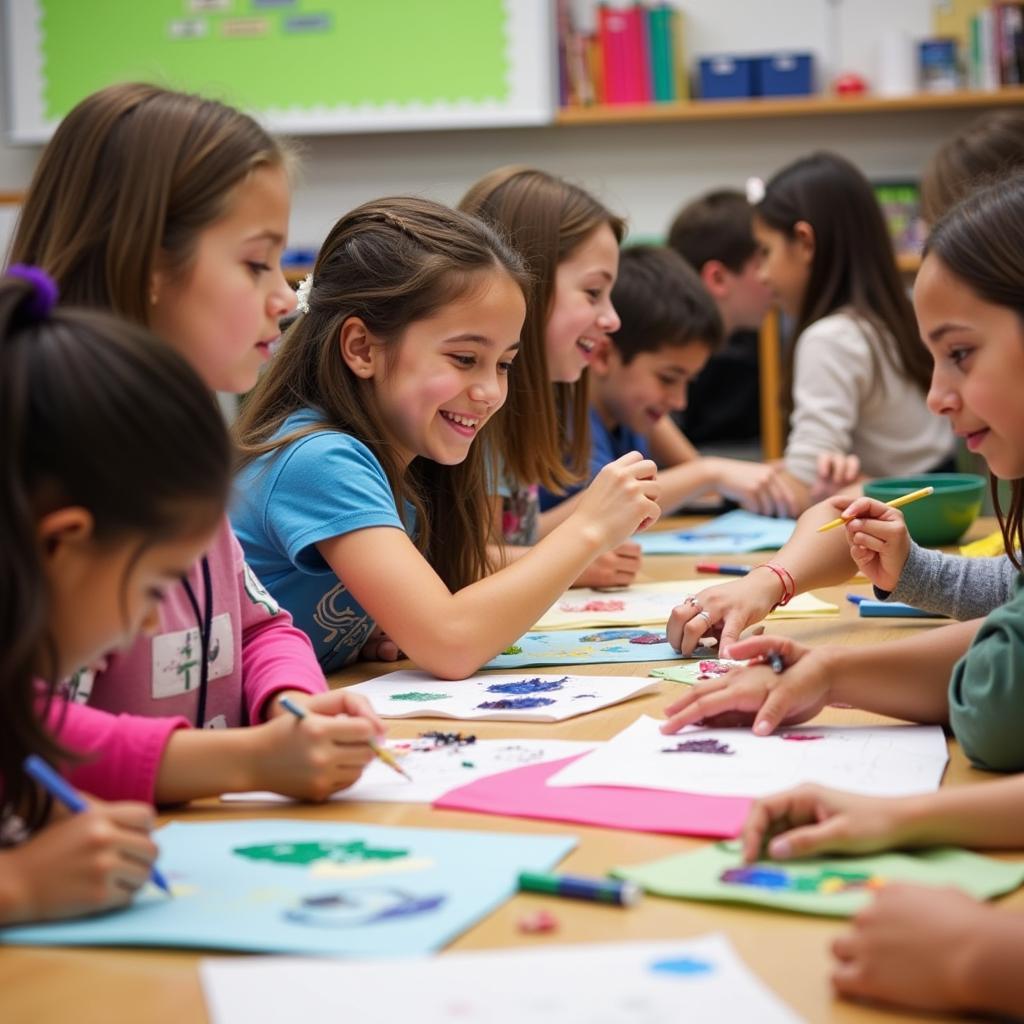 Students Creating Art with Bulk Supplies