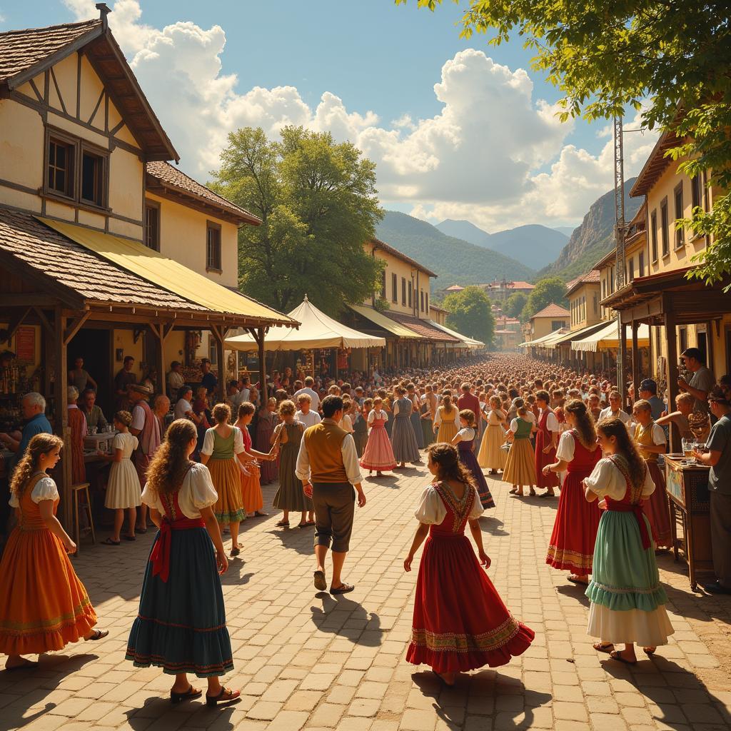 Summer Classical Festival Scene with Dancing and Music