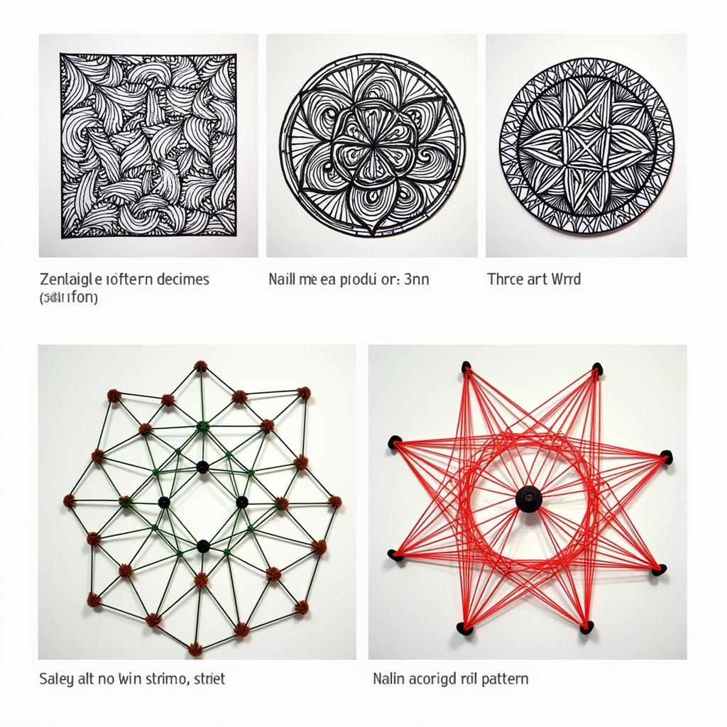 Variations of Tangled Wall Art: Zentangle and String Art