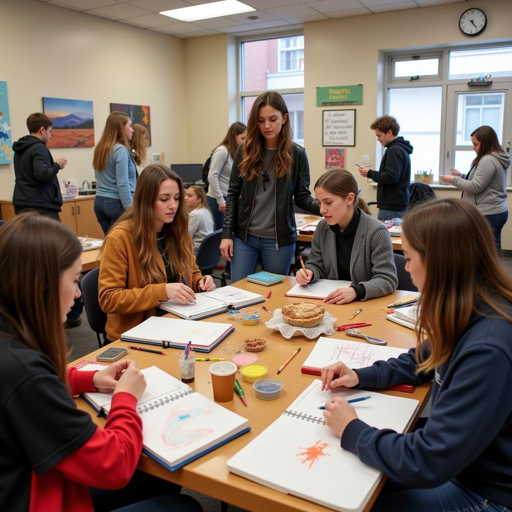 Teen participating in an art class creative workshop