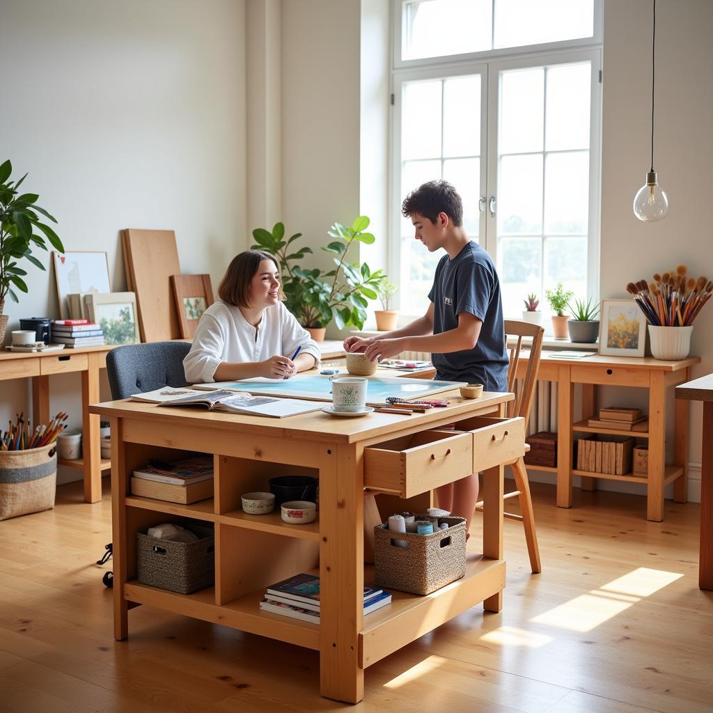 Teen Art Table with Storage Drawers