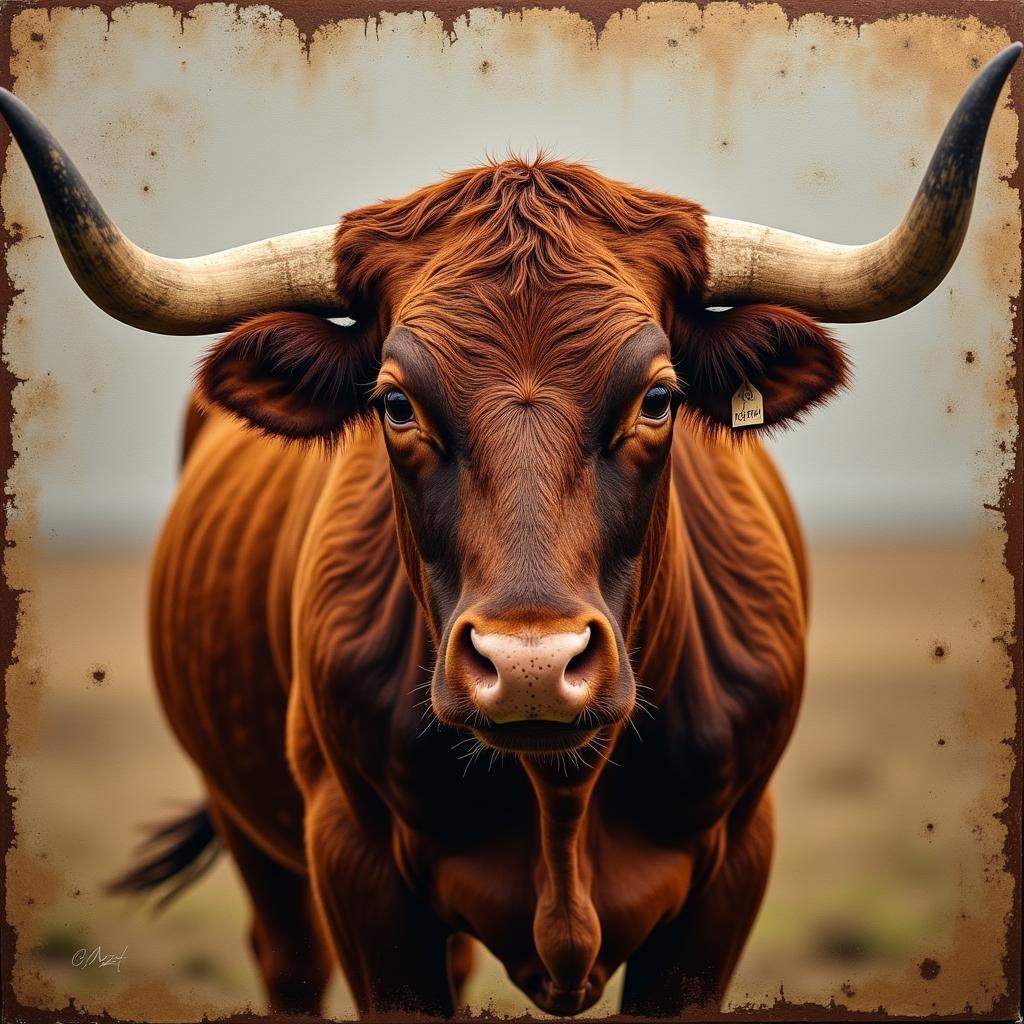 Texas Longhorn Rustic Canvas Art