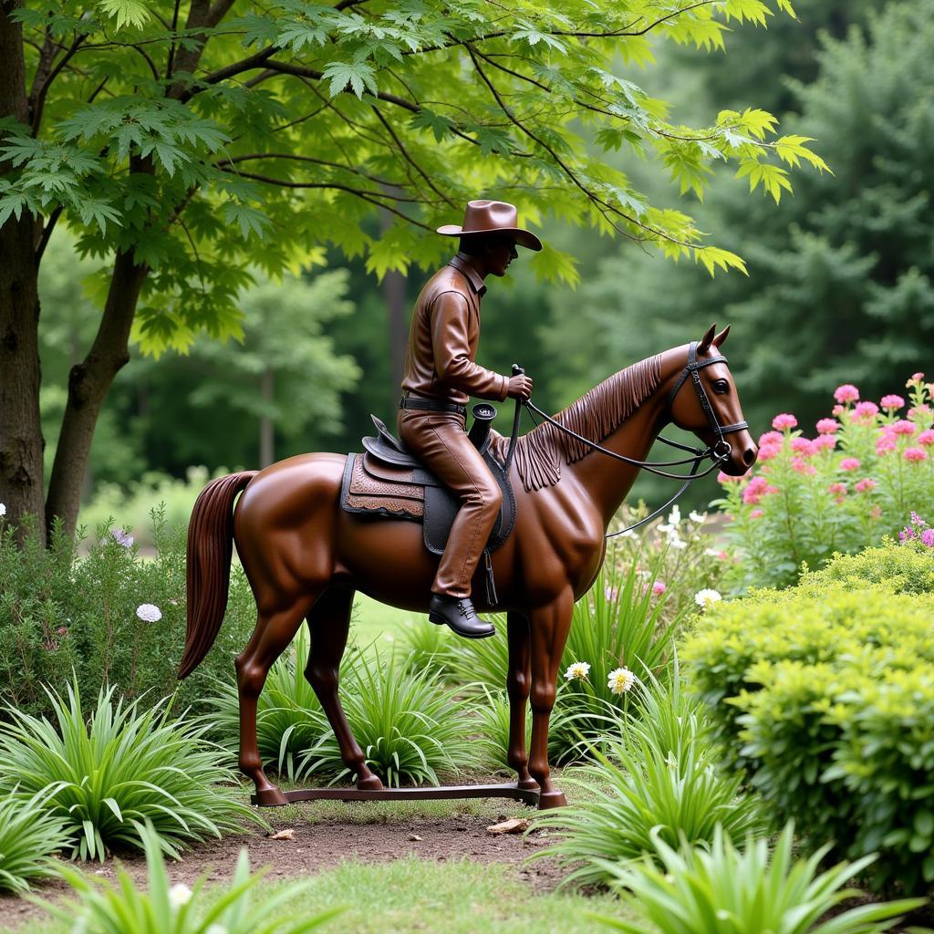 Texas Metal Art Outdoor Sculpture in a Garden Setting