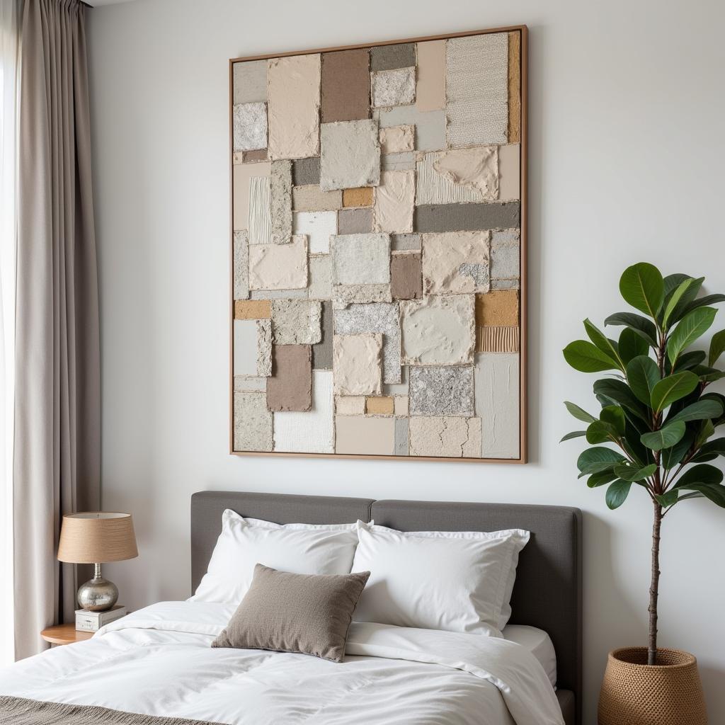 Textured Modern Art in a Contemporary Bedroom