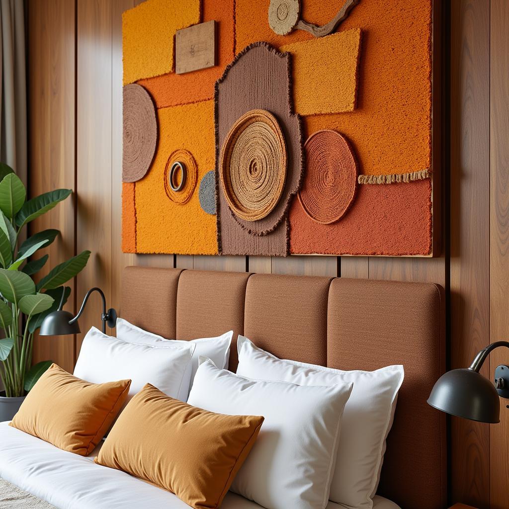 Textured Warm Wall Art in Bedroom