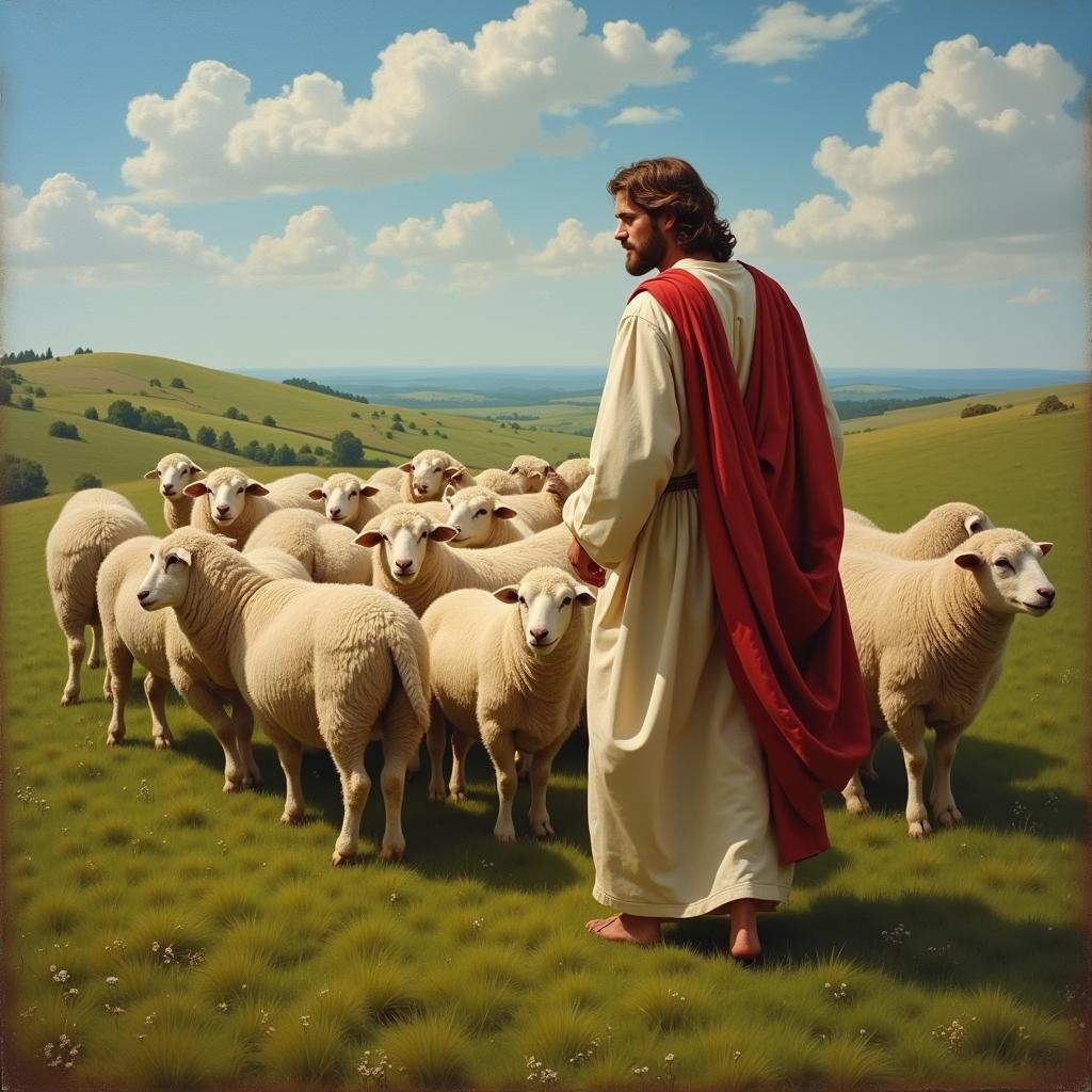 Traditional Painting of The Lord Is My Shepherd