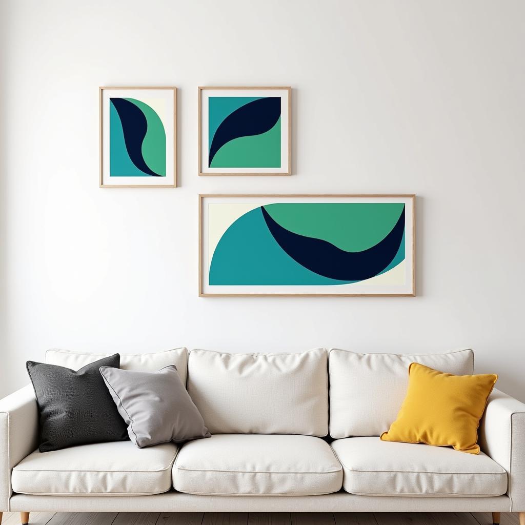 Three Wall Art Prints in a Geometric Arrangement