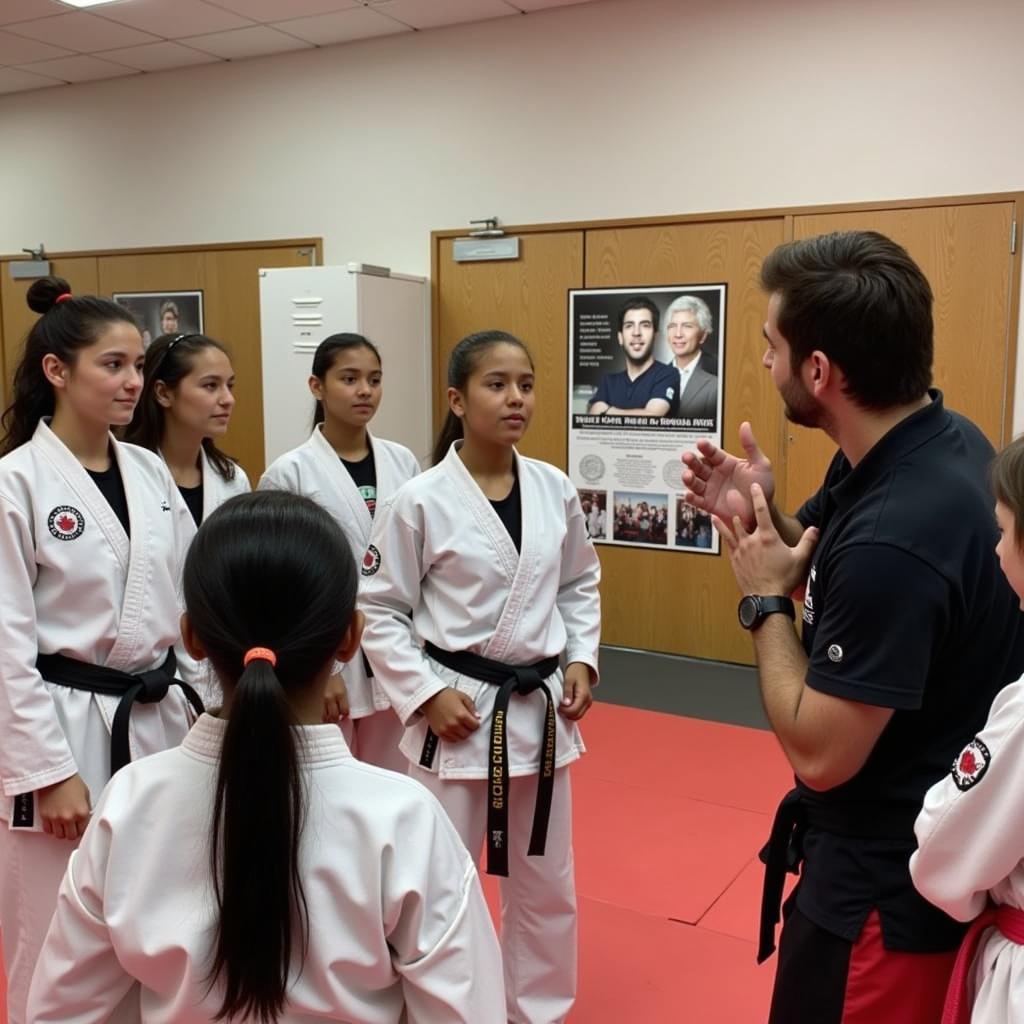 Instructor demonstrating self-defense techniques at Tiger Rock Martial Arts of The Woodlands