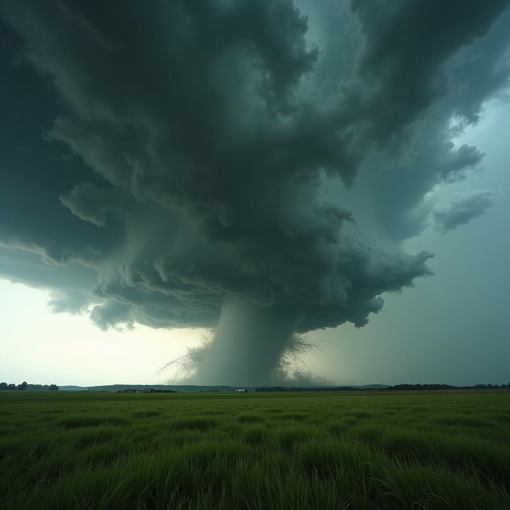 Tornado Wall Art Photography - Dramatic Image of a Powerful Tornado Striking a Landscape