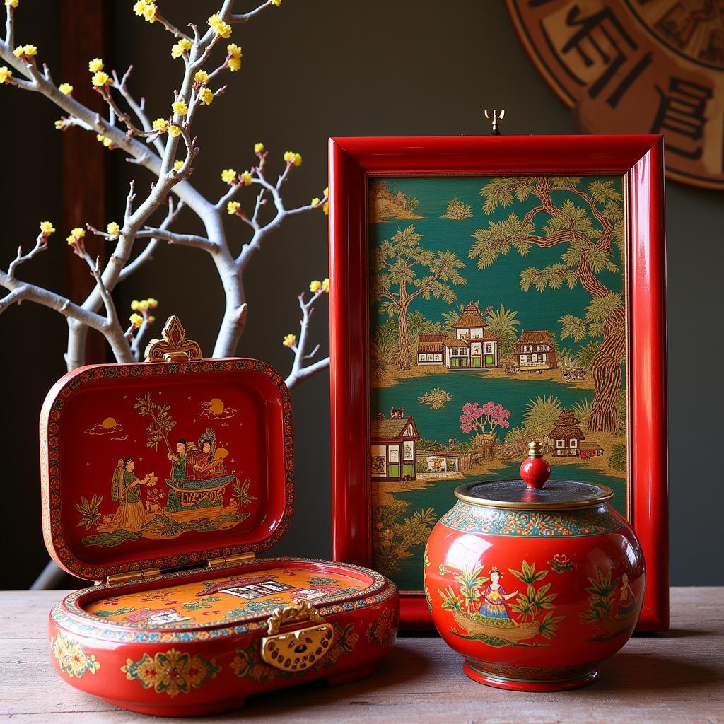 Traditional Vietnamese Lacquerware and Silk Paintings