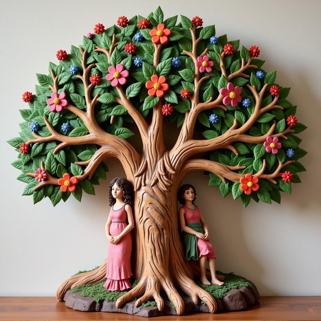 Tree of Life Mexican Pottery with Vibrant Colors