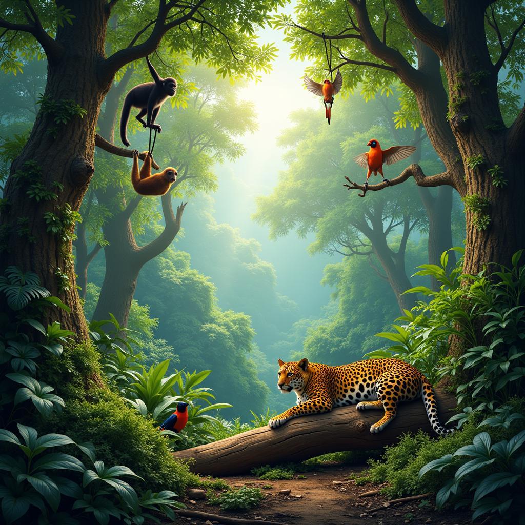 Tropical Fauna Wildlife Scene