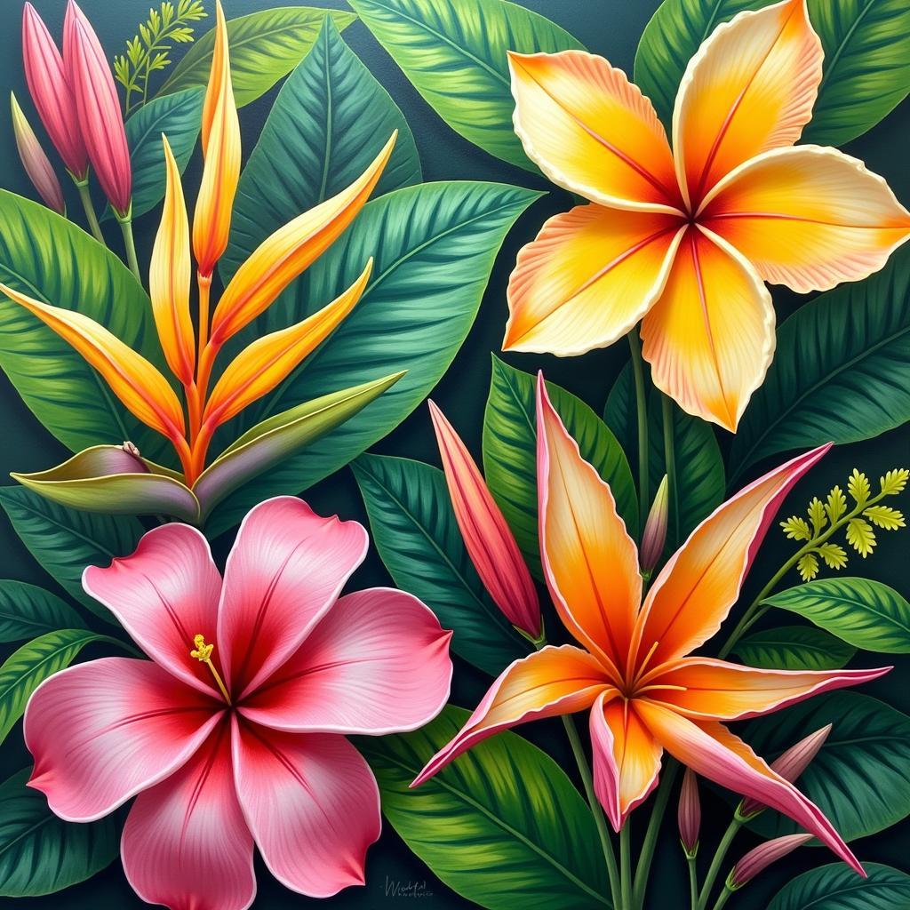 Vibrant Tropical Flora Painting