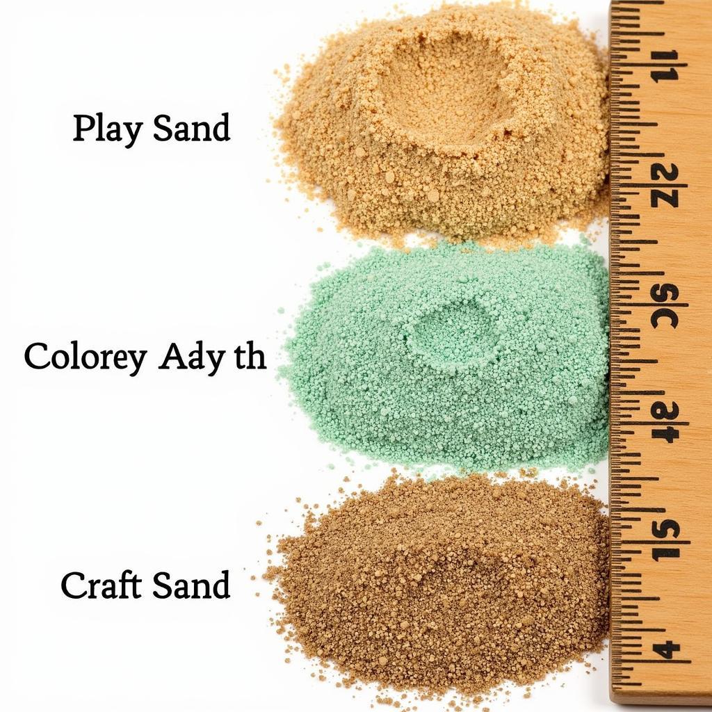 Different types of sand suitable for sand sticker art, comparing texture and color variations.