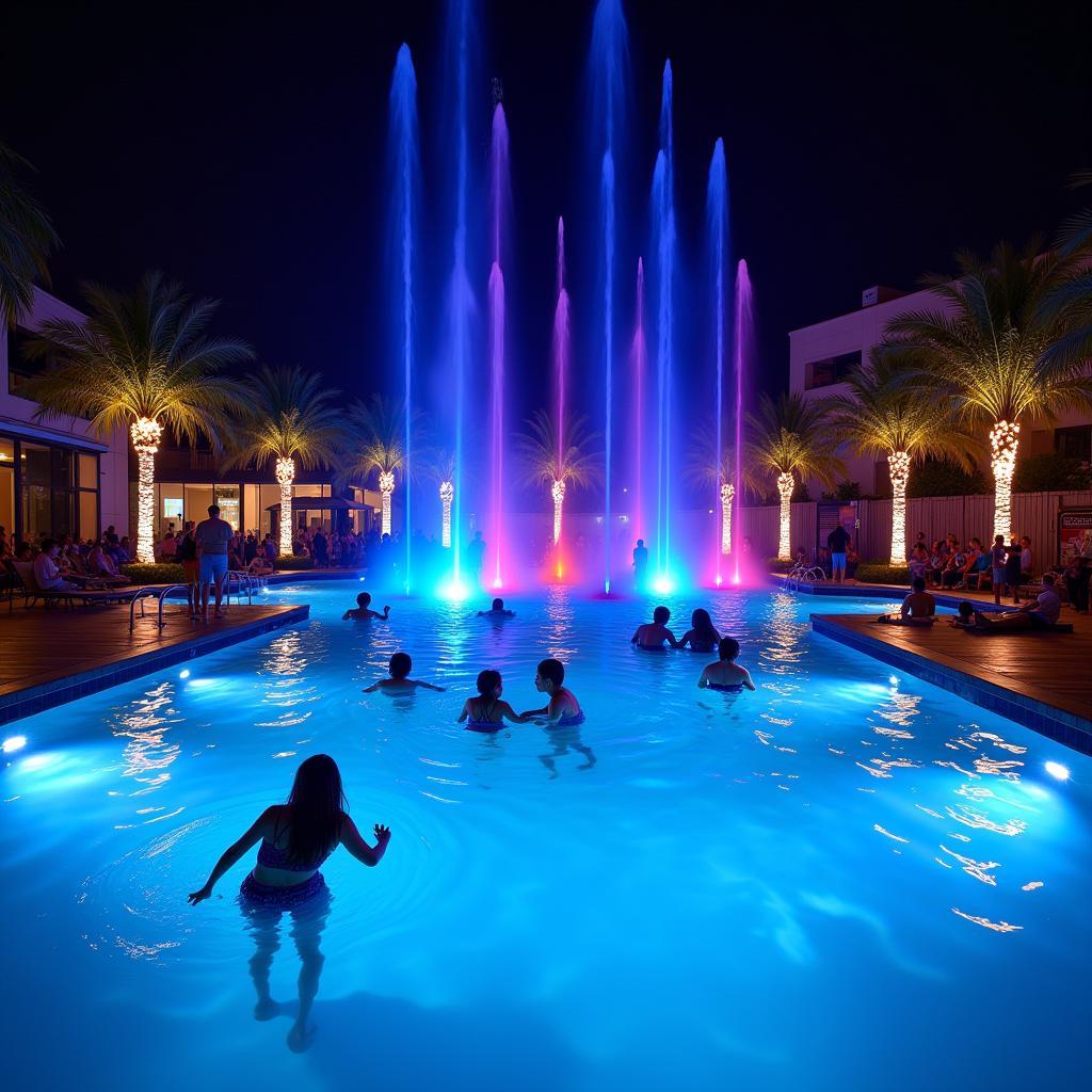 Mesmerizing Underwater Light Show at Pool Party