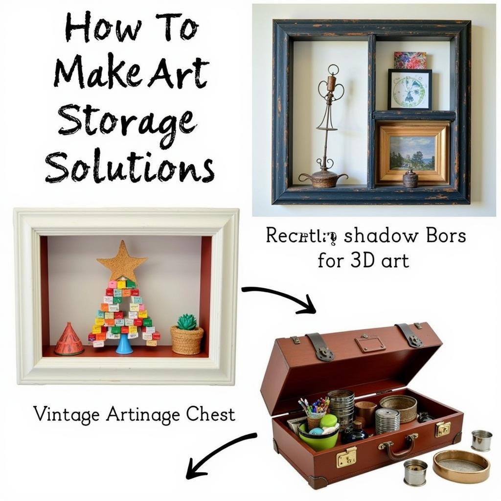 Unique Kids Art Storage Solutions:  Repurposed frames and vintage suitcases used for storing artwork.