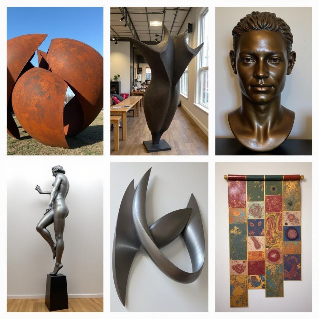 Variety of Metal Sculptures Showing Different Metals