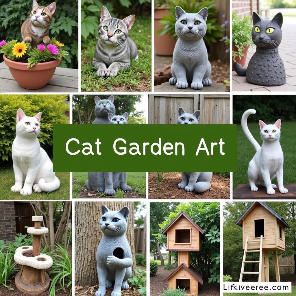 Diverse Selection of Cat Garden Art