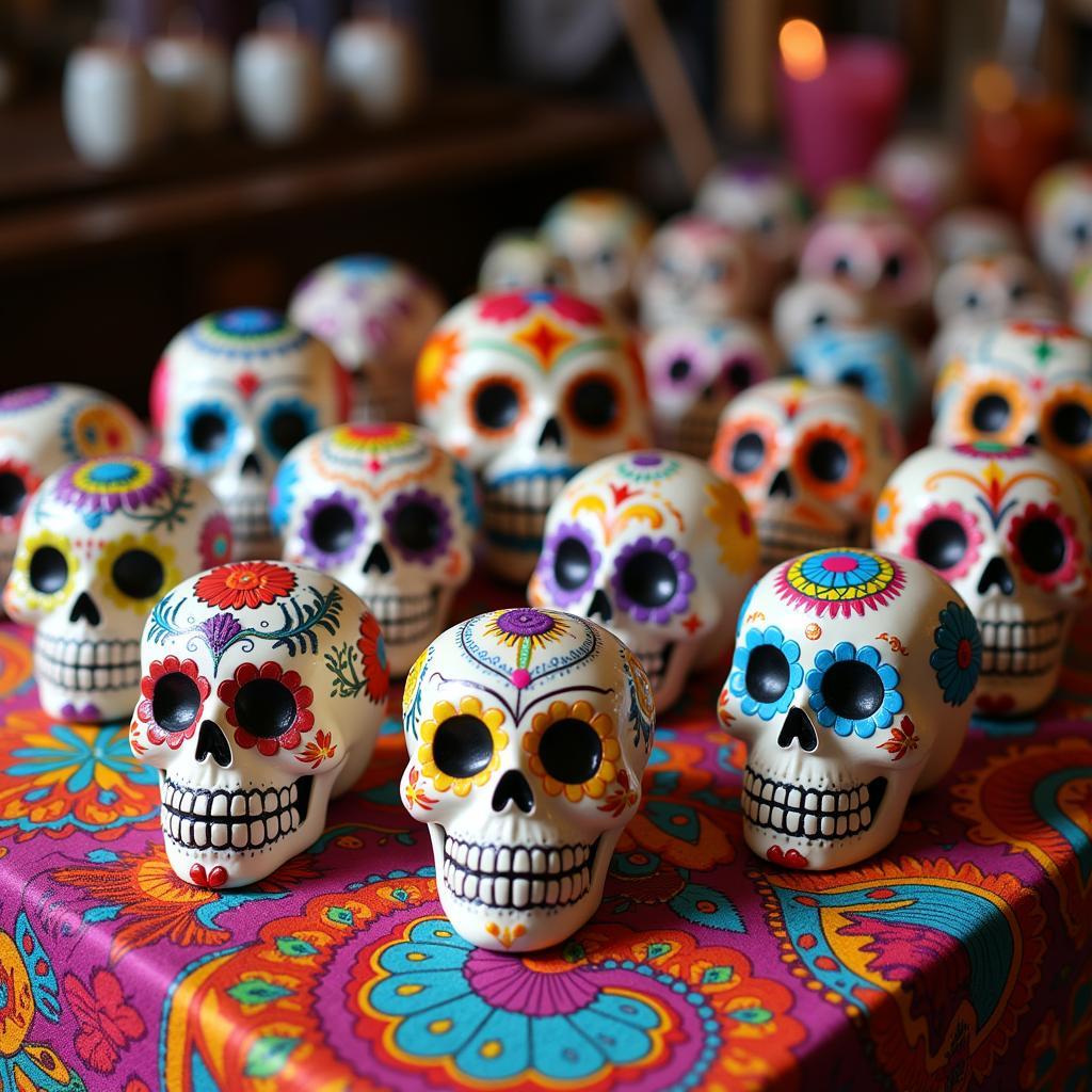 A Variety of Decorated Sugar Skulls