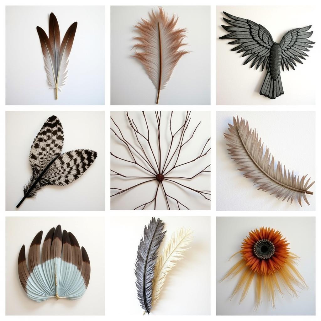 Various Feather Wall Art Styles