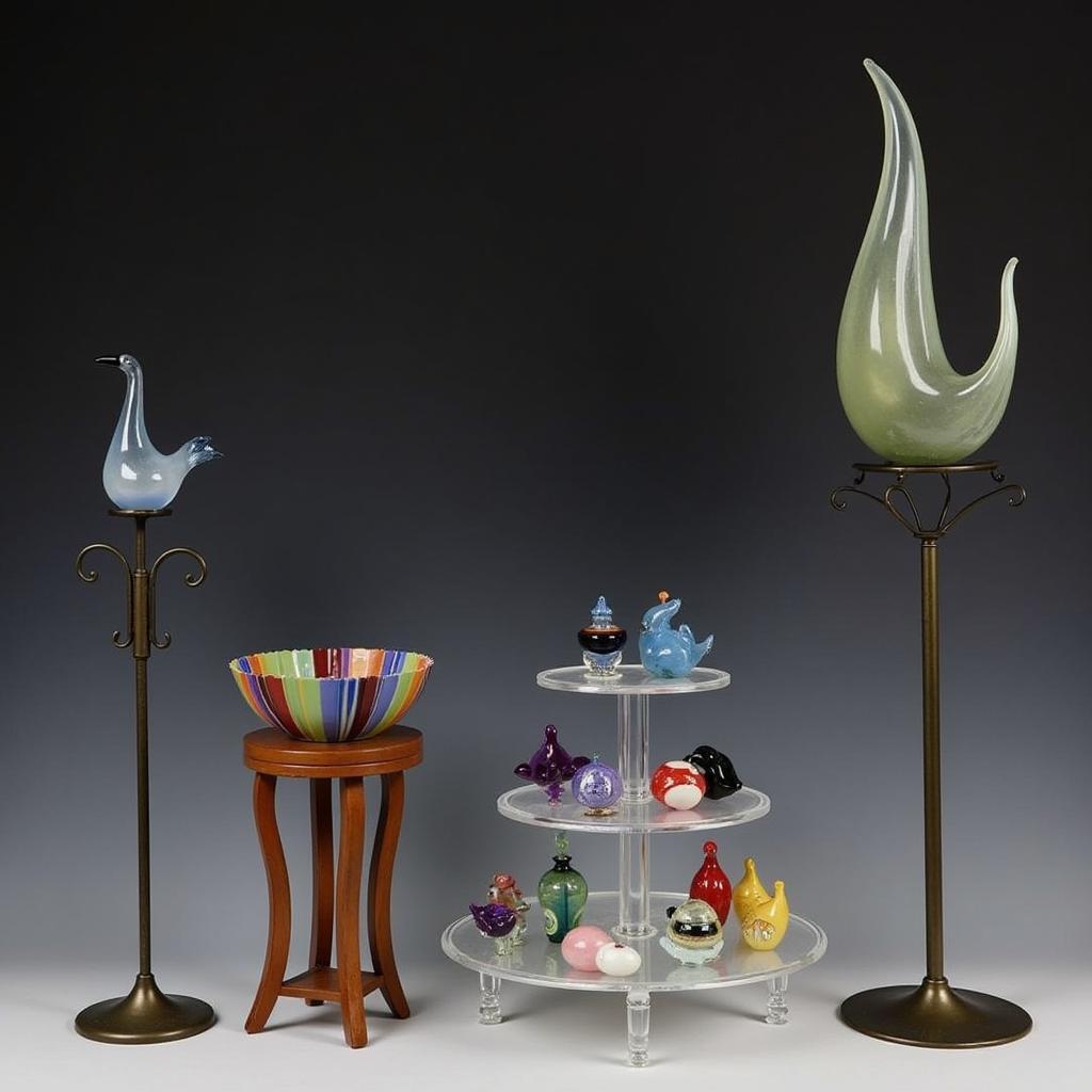 Different Shapes and Sizes of Glass Art Display Stands