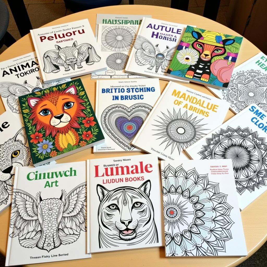 Various Themed Art Coloring Books Displayed