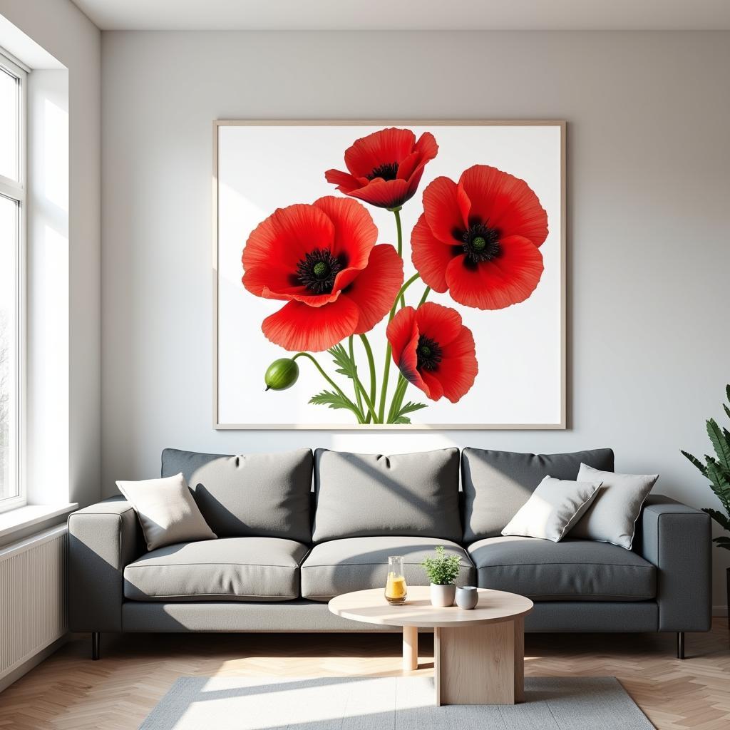 Poppy Art Print in a Living Room Setting