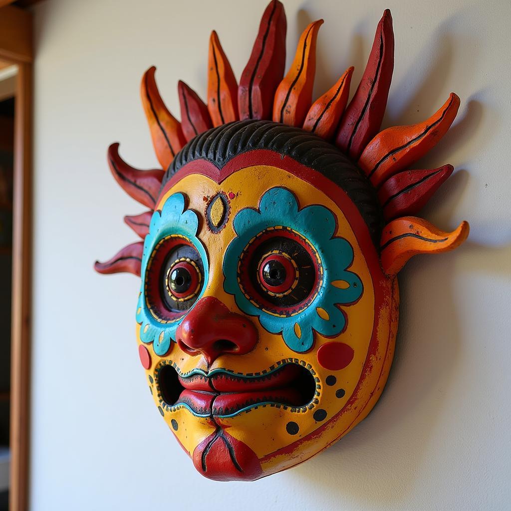 Vibrant Puerto Rican Vejigante Mask Wall Decor