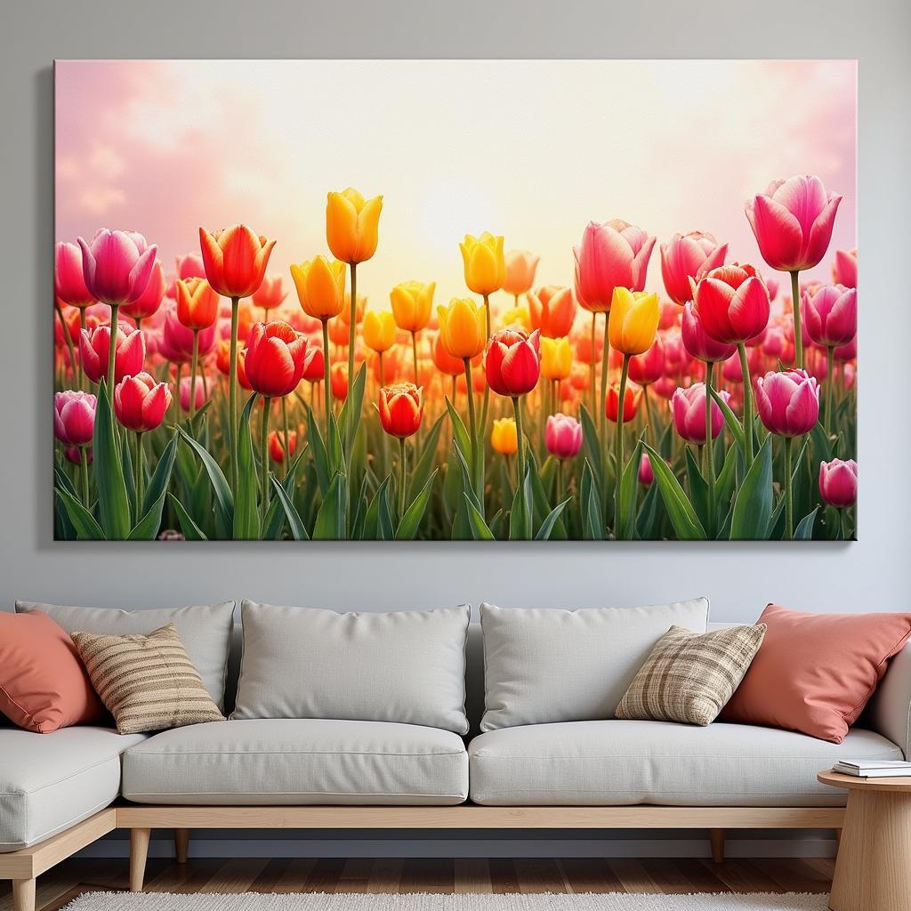 Vibrant Tulips Canvas Print for Living Room Decor