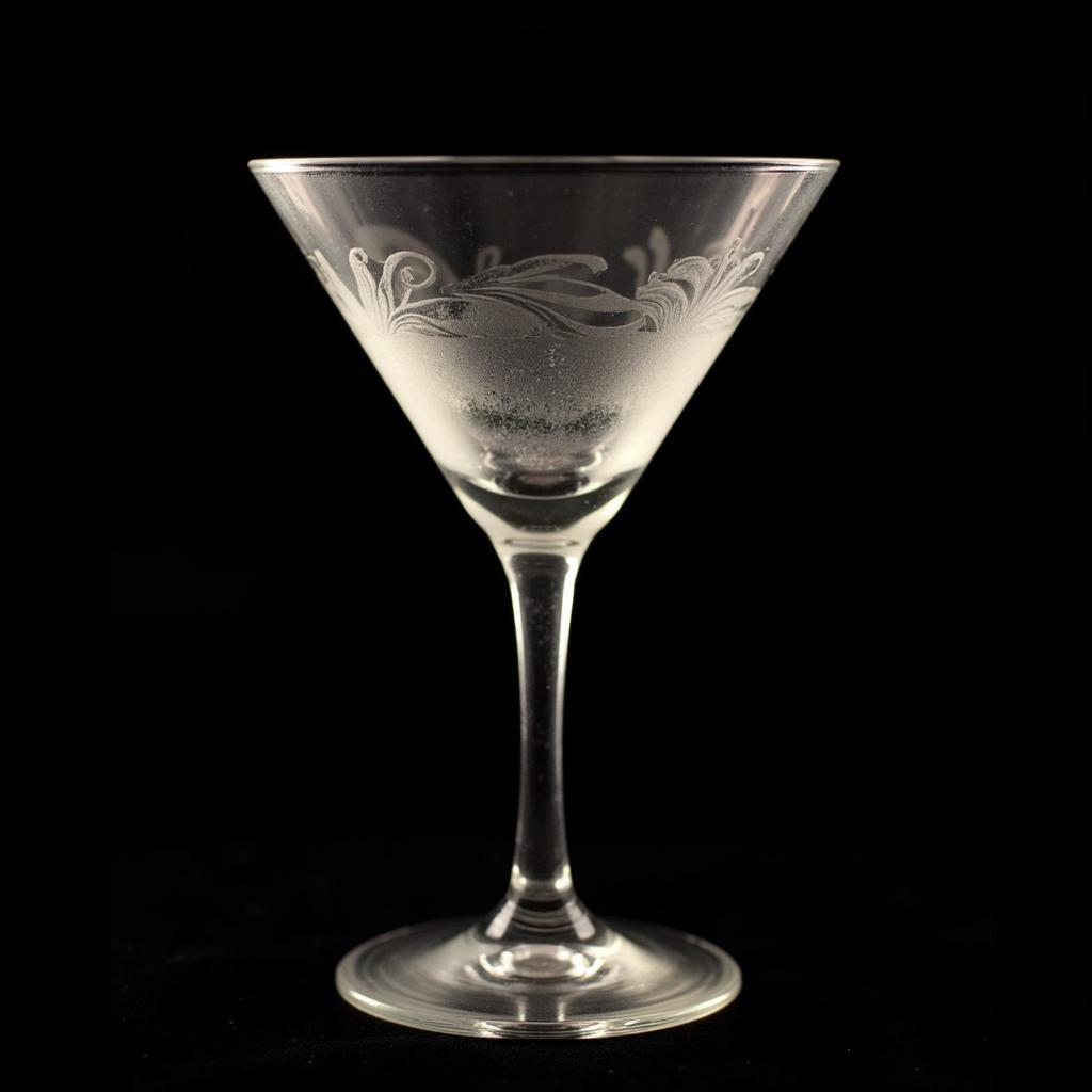 A single, vintage art deco martini glass, emphasizing its exquisite craftsmanship and historical significance.