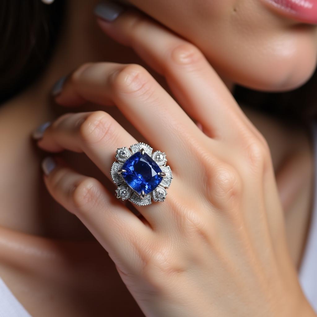 Vintage Art Deco Sapphire and Diamond Ring