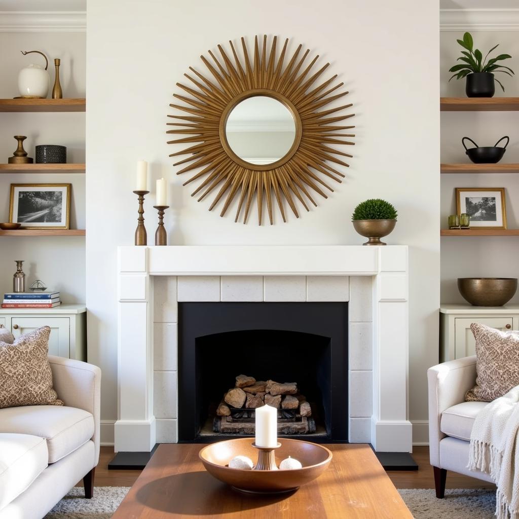 Vintage Brass Wall Art in a Living Room Setting