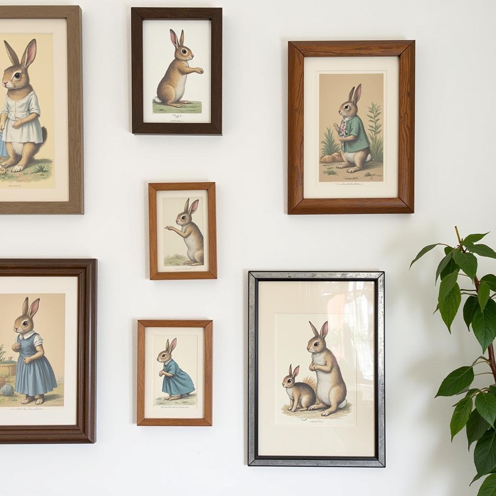 Vintage Bunny Illustrations Framed Gallery Wall