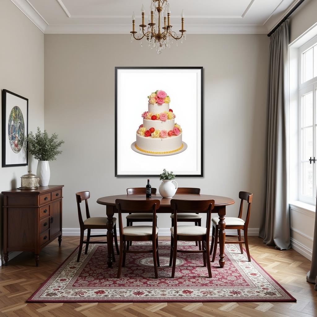 Vintage Cake Wall Art in Dining Room Setting