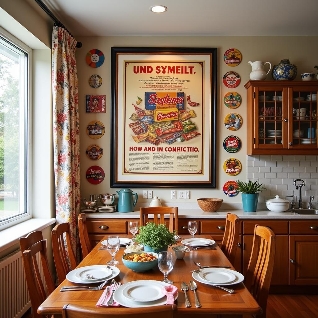 Vintage Candy Advertisement Wall Art Adds Retro Charm to a Kitchen