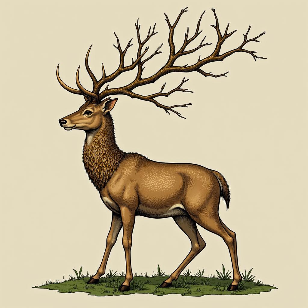 Vintage Deer Art Art Nouveau Illustration