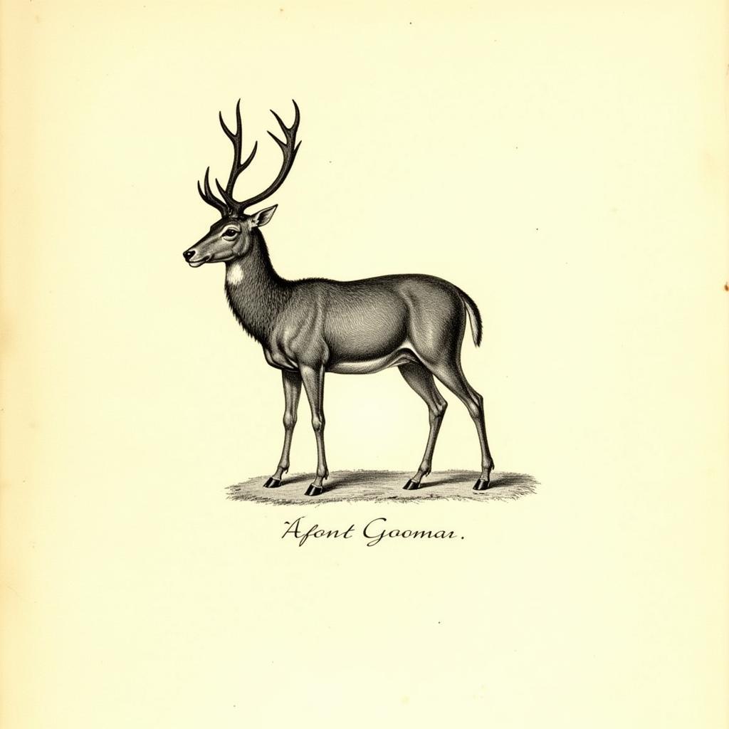 Vintage Deer Art Natural History Illustration