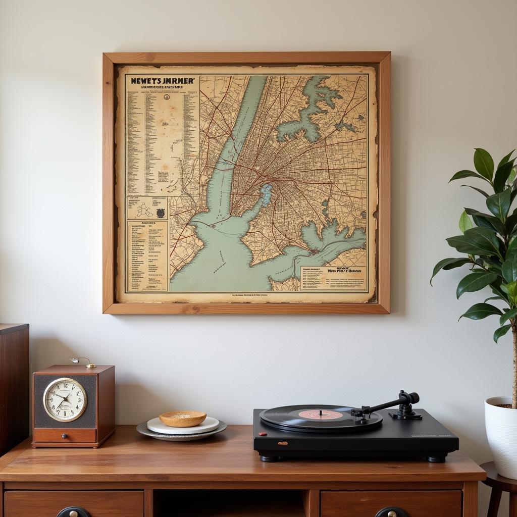 Vintage NYC Subway Map in Wood Frame