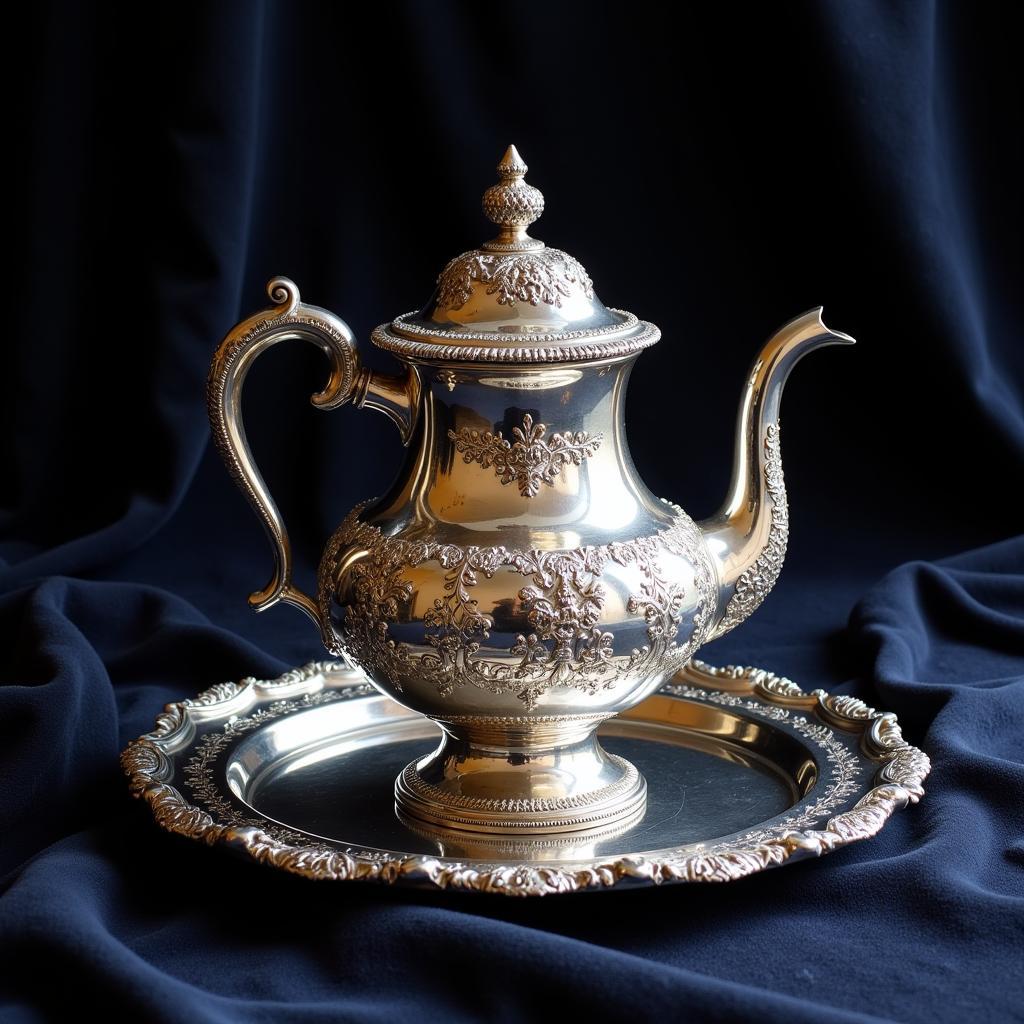 Vintage Silver Teapot with Ornate Details