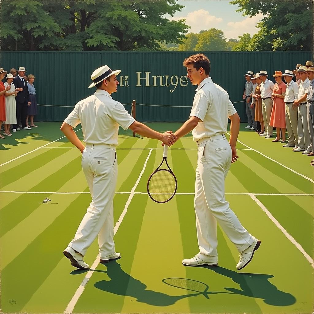 Vintage Tennis Players on a Grass Court